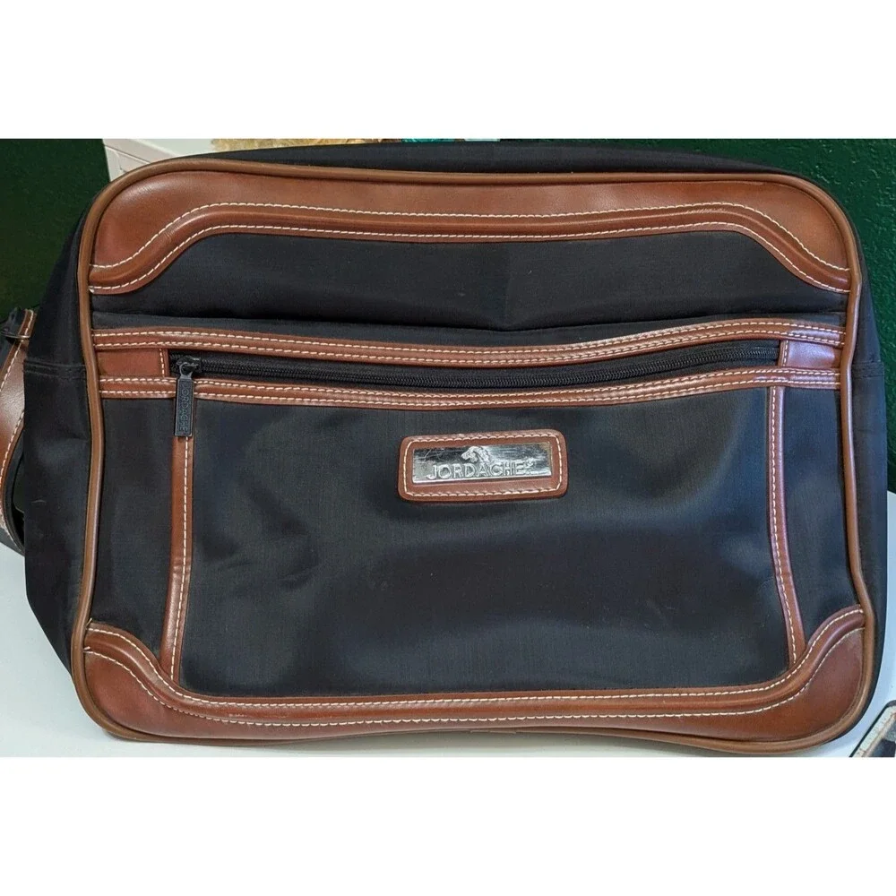 Jordache Tote BAG Canvas For Men Black Brown Travel 12x17x6